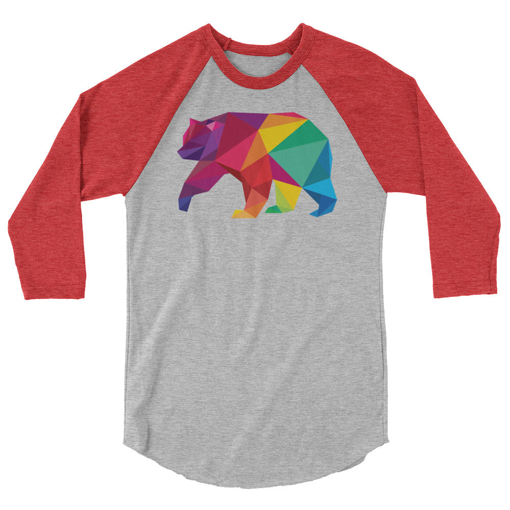 Debut garment mockup | Polygon Bear (Raglan) | Heather Grey/Heather Red