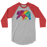 Debut garment mockup | Polygon Bear (Raglan) | Heather Grey/Heather Red