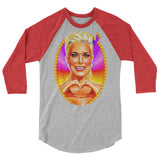 Debut garment mockup | Big Boss Energy (Raglan) | Heather Grey/Heather Red