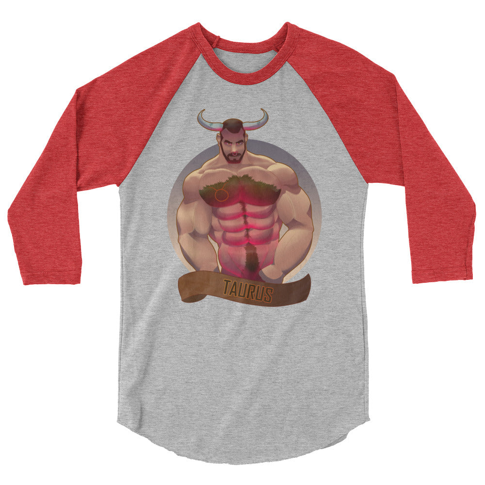 Debut garment mockup | Taurus (Raglan) | Heather Grey/Heather Red