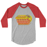 Debut garment mockup | Side-Di (Raglan) | Heather Grey/Heather Red