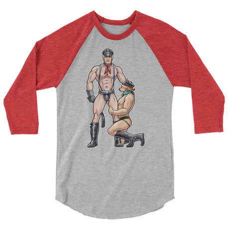 Debut garment mockup | Zoinks (Raglan) | Heather Grey/Heather Red