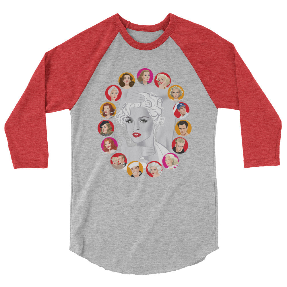 Debut garment mockup | Dietrich and DiMaggio (Raglan) | Heather Grey/Heather Red