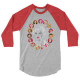 Debut garment mockup | Dietrich and DiMaggio (Raglan) | Heather Grey/Heather Red