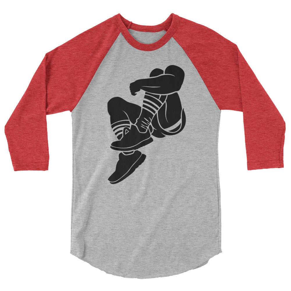 Debut garment mockup | Cleavage (Raglan) | Heather Grey/Heather Red