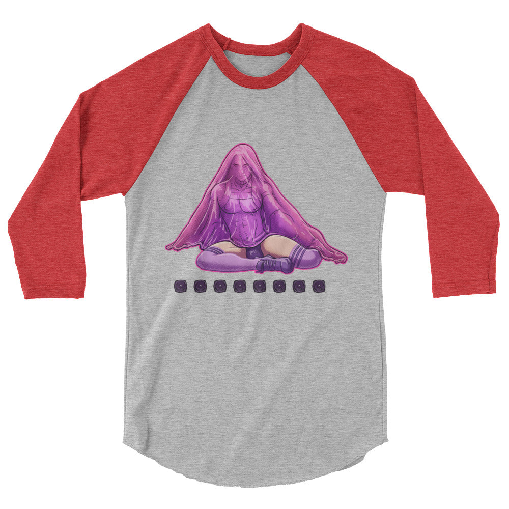 Debut garment mockup | Bless Me Daddy (Raglan) | Heather Grey/Heather Red