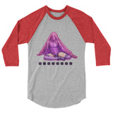 Debut garment mockup | Bless Me Daddy (Raglan) | Heather Grey/Heather Red