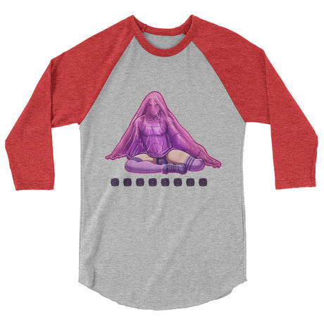 Debut garment mockup | Bless Me Daddy (Raglan) | Heather Grey/Heather Red