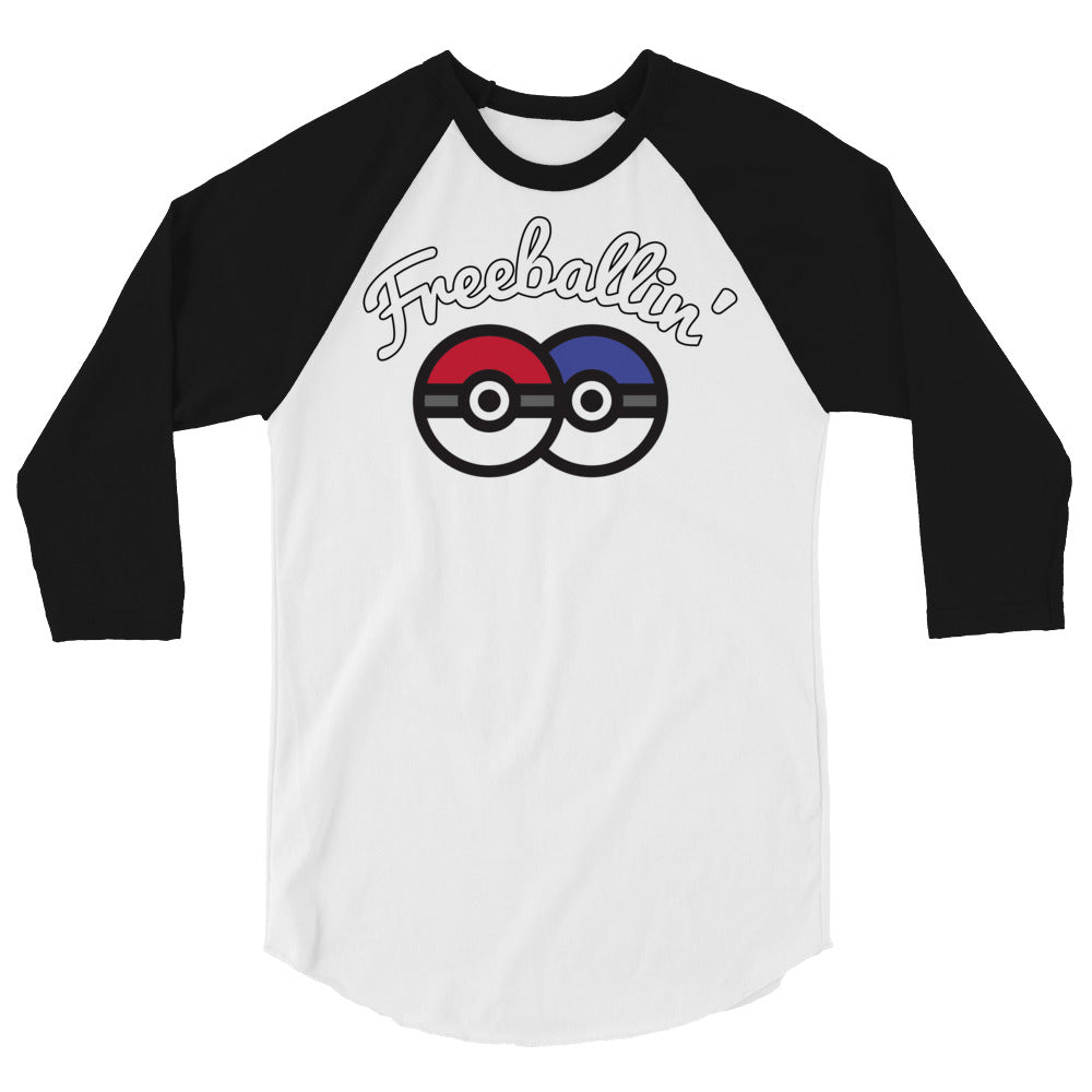 Debut garment mockup | Freeballin' (Raglan) | White/Black
