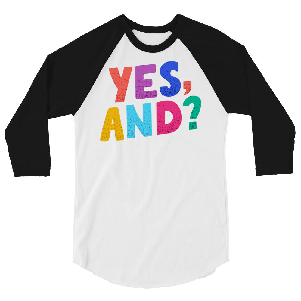Debut garment mockup | Yes, And? (Raglan) | White/Black