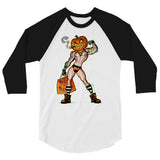 Debut garment mockup | Pumpkin Stud (Raglan) | White/Black