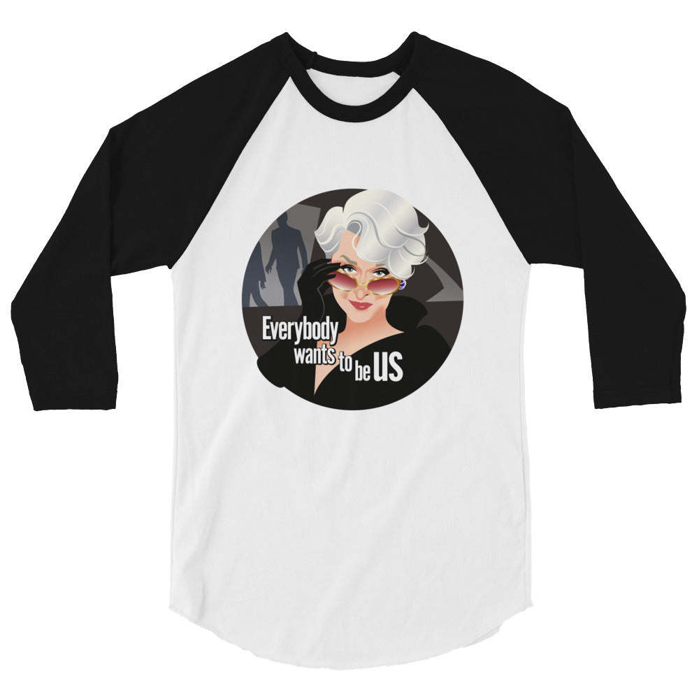 Debut garment mockup | Everybody Wants to be Us (Raglan) | White/Black