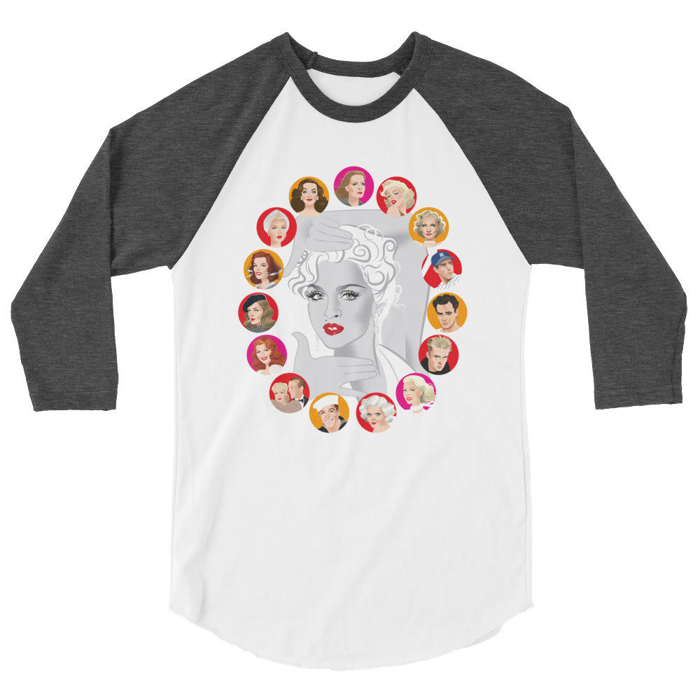 Debut garment mockup | Dietrich and DiMaggio (Raglan) | White/Heather Charcoal