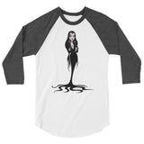 Debut garment mockup | Cara Mia (Raglan) | White/Heather Charcoal