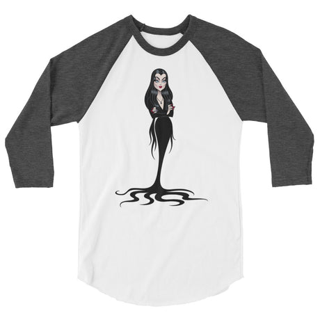 Debut garment mockup | Cara Mia (Raglan) | White/Heather Charcoal
