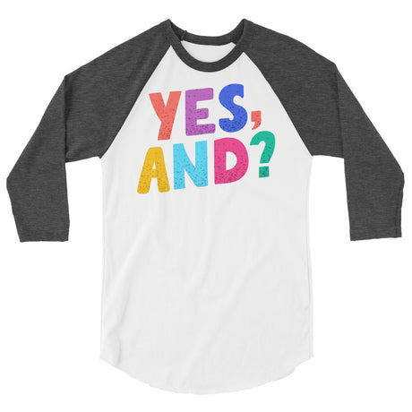 Debut garment mockup | Yes, And? (Raglan) | White/Heather Charcoal