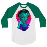 Debut garment mockup | The Man Who Sold the Hue (Raglan) | White/Kelly