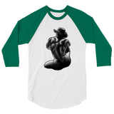 Debut garment mockup | Bikini Cowboy (Raglan) | White/Kelly