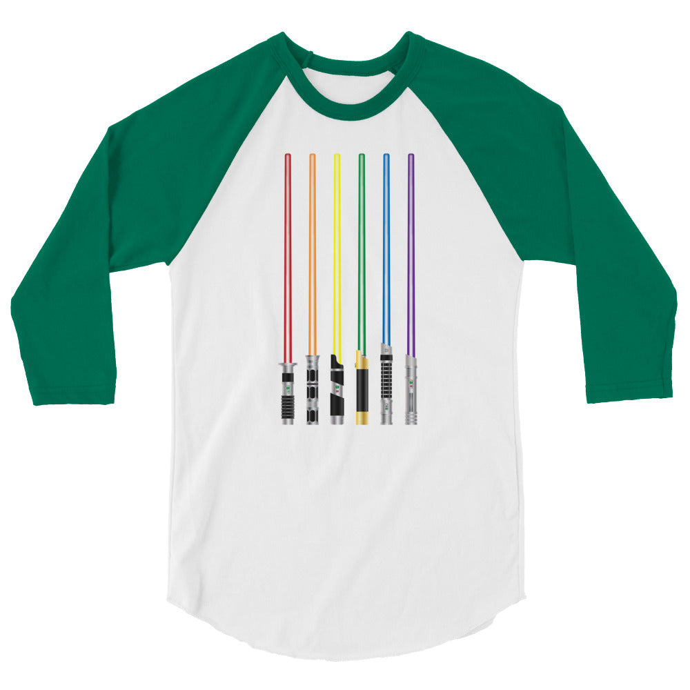 Debut garment mockup | Pride Saber (Raglan) | White/Kelly