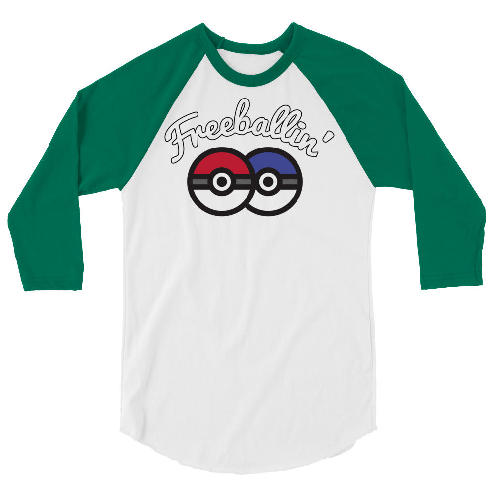 Debut garment mockup | Freeballin' (Raglan) | White/Kelly