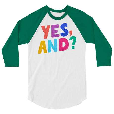 Debut garment mockup | Yes, And? (Raglan) | White/Kelly
