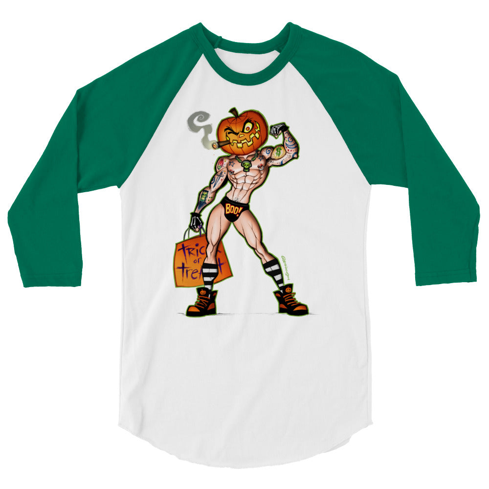 Debut garment mockup | Pumpkin Stud (Raglan) | White/Kelly