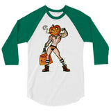 Debut garment mockup | Pumpkin Stud (Raglan) | White/Kelly