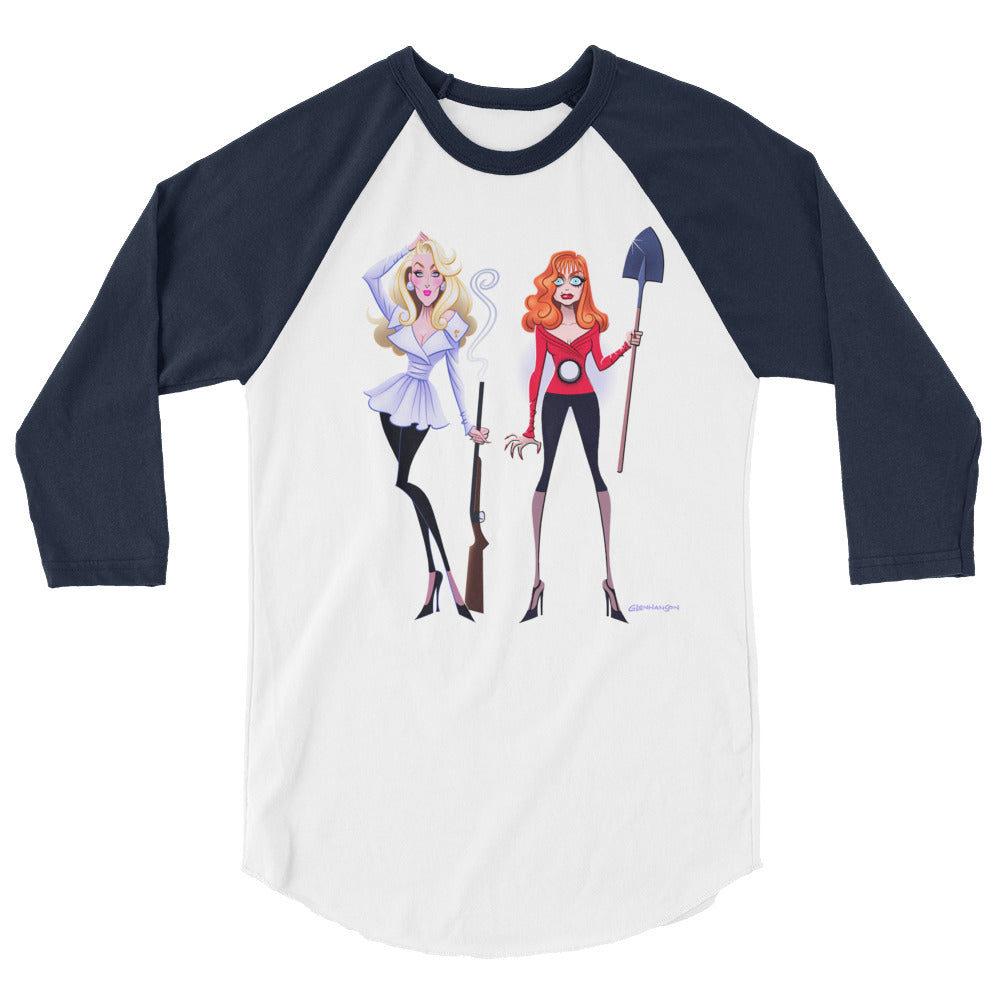 Debut garment mockup | Dead Gorgeous (Raglan) | White/Navy