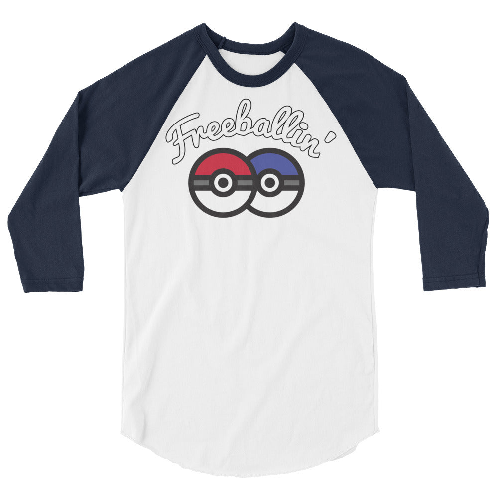 Debut garment mockup | Freeballin' (Raglan) | White/Navy