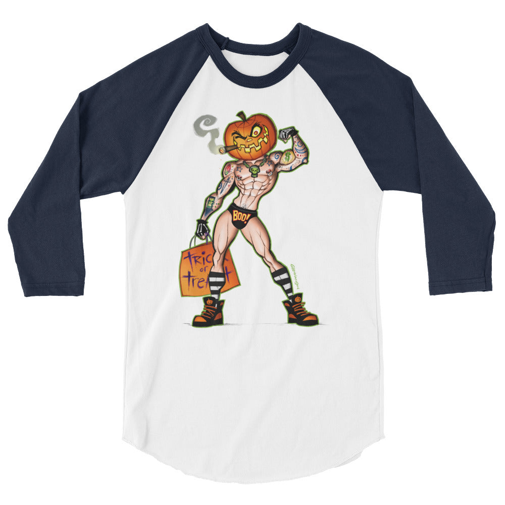 Debut garment mockup | Pumpkin Stud (Raglan) | White/Navy