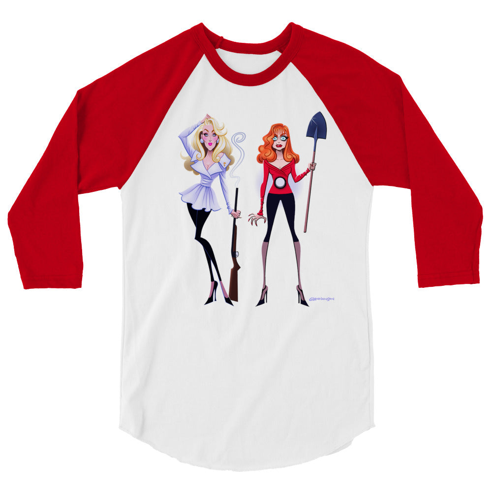 Debut garment mockup | Dead Gorgeous (Raglan) | White/Red