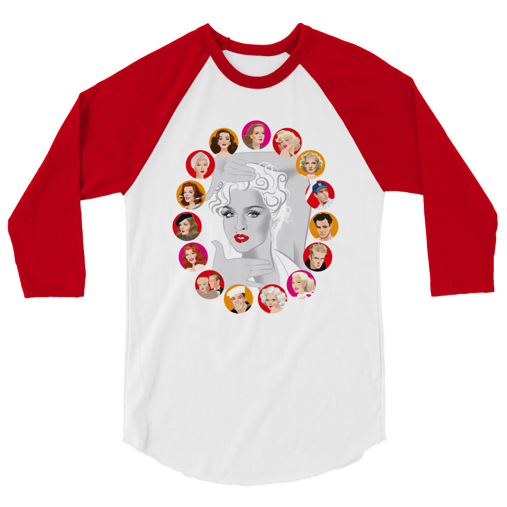 Debut garment mockup | Dietrich and DiMaggio (Raglan) | White/Red