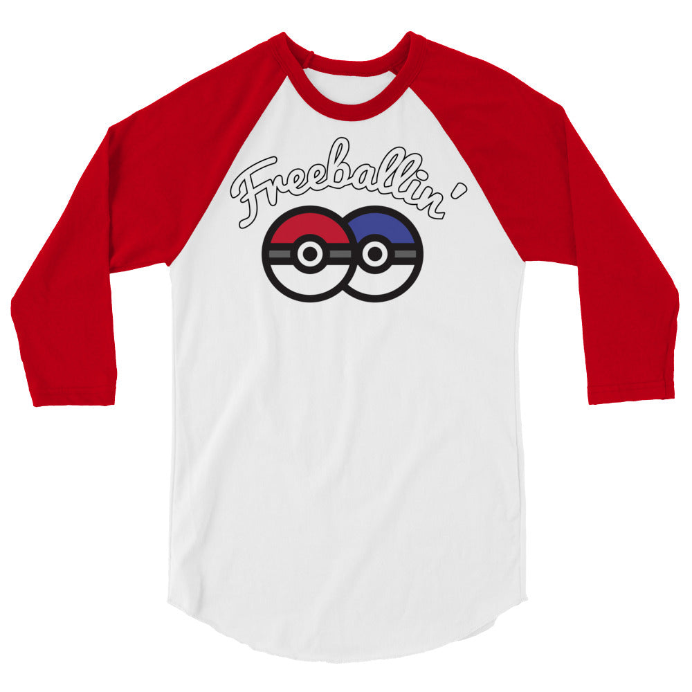 Debut garment mockup | Freeballin' (Raglan) | White/Red