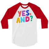 Debut garment mockup | Yes, And? (Raglan) | White/Red