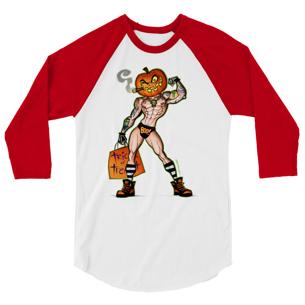 Debut garment mockup | Pumpkin Stud (Raglan) | White/Red