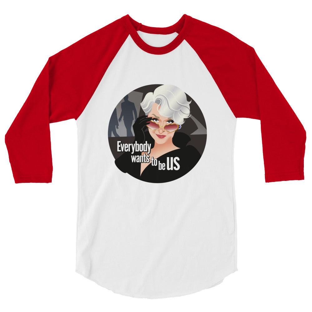 Debut garment mockup | Everybody Wants to be Us (Raglan) | White/Red