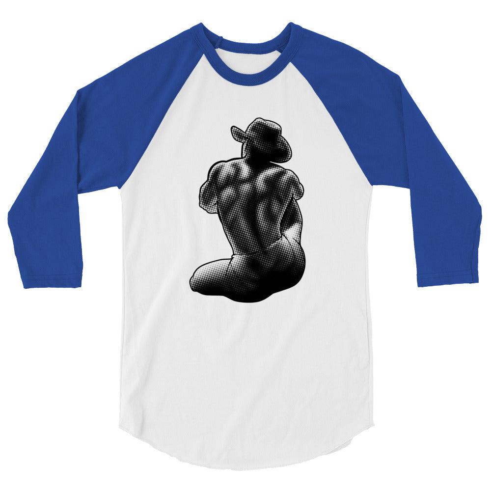 Debut garment mockup | Bikini Cowboy (Raglan) | White/Royal