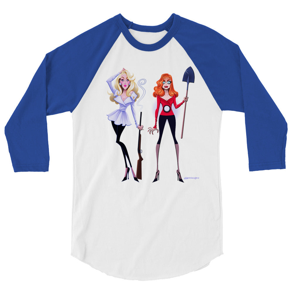 Debut garment mockup | Dead Gorgeous (Raglan) | White/Royal