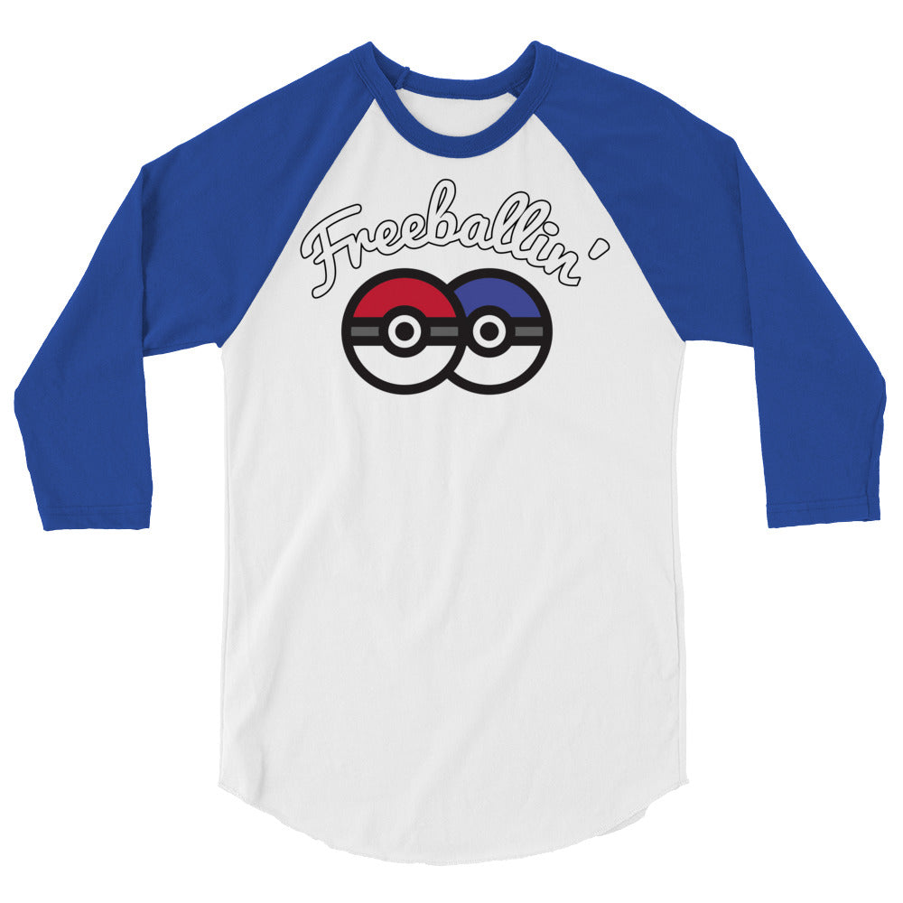 Debut garment mockup | Freeballin' (Raglan) | White/Royal