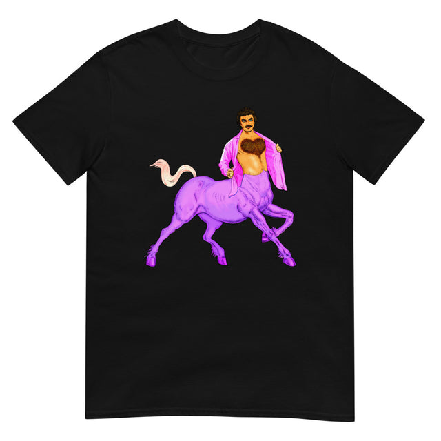 Debut garment mockup | Centaur of Attention (Daily Dozen) | Black