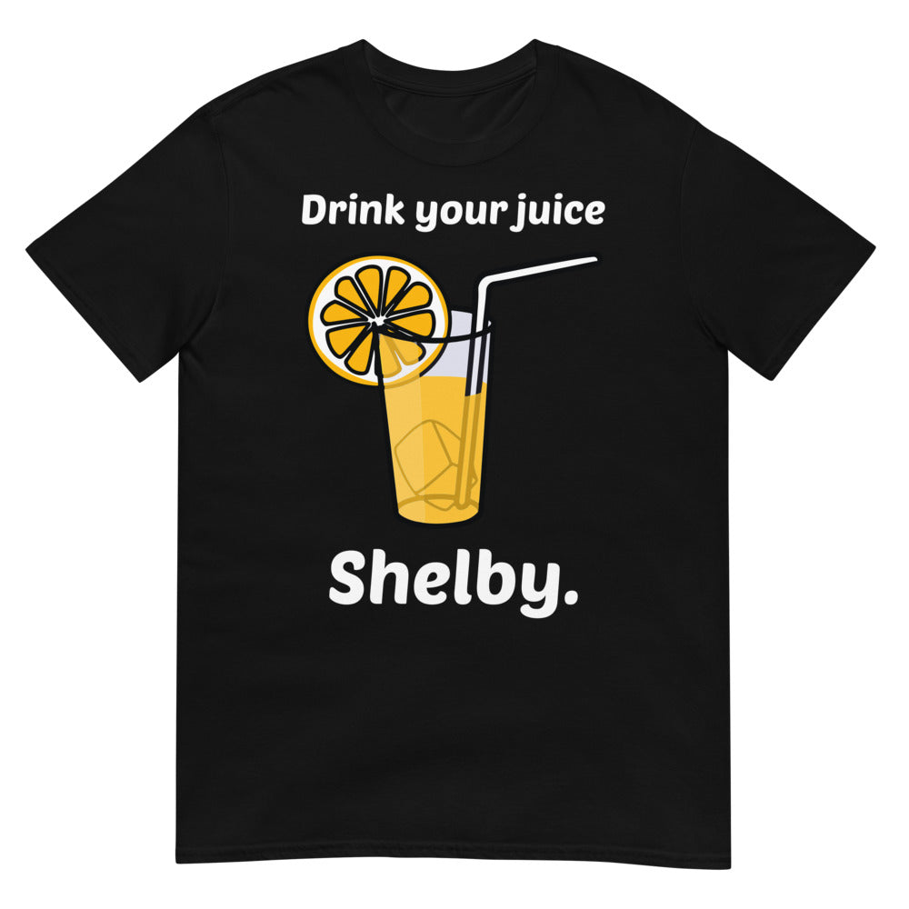 Debut garment mockup | Drink Your Juice Shelby (Daily Dozen) | Black