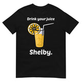 Debut garment mockup | Drink Your Juice Shelby (Daily Dozen) | Black