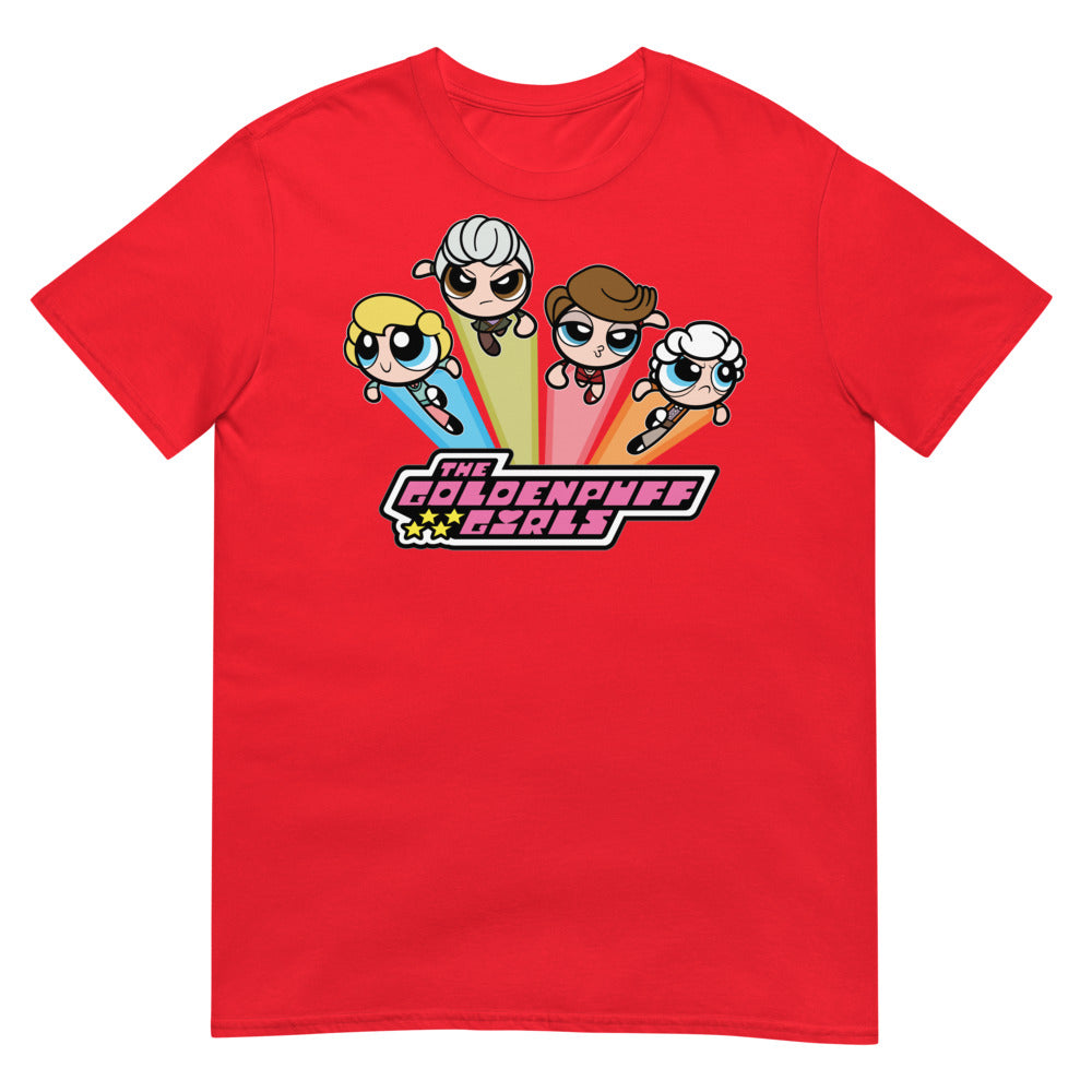 Debut garment mockup | Goldenpuff Girls (Daily Dozen) | Red