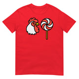 Debut garment mockup | Why did the Chicken (Daily Dozen) | Red