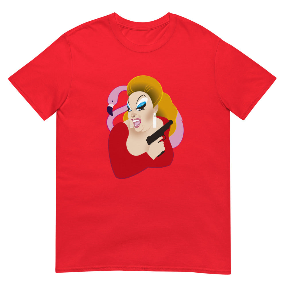 Debut garment mockup | Pink Bird (Daily Dozen) | Red