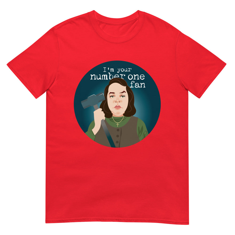 Debut garment mockup | Number One Fan (Daily Dozen) | Red
