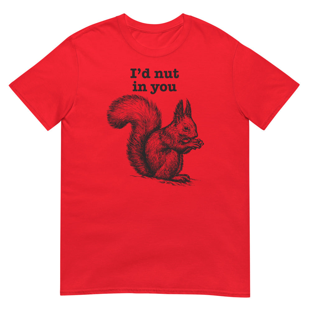 Debut garment mockup | I'd Nut in You (Daily Dozen) | Red
