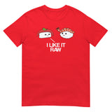Debut garment mockup | I Like it Raw (Daily Dozen) | Red