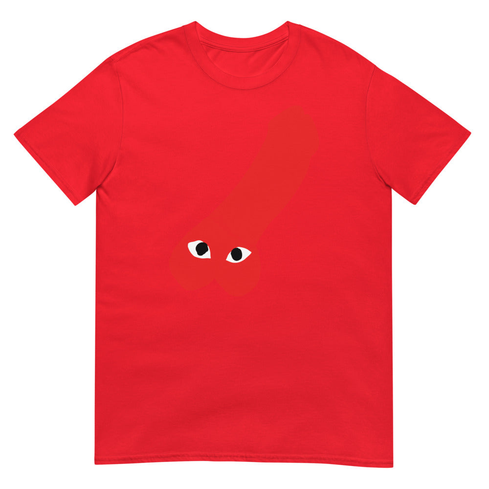 Debut garment mockup | Comme des Scrotums (Daily Dozen) | Red