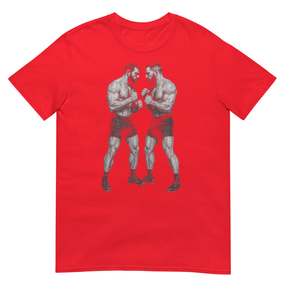Debut garment mockup | Face Off (Daily Dozen) | Red
